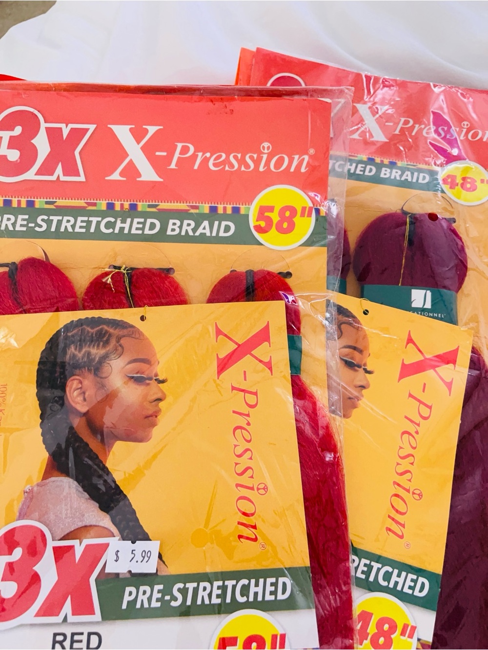 2pk Pre-Stretched Braid Hair Extensions - Red